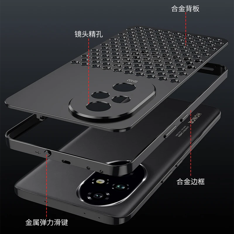 Case For Honor 200 Pro Luxury Heat Dissipation Aluminum Alloy Aluminum Alloy Cover For Honor200 Pro Shockproof Bumper Funda