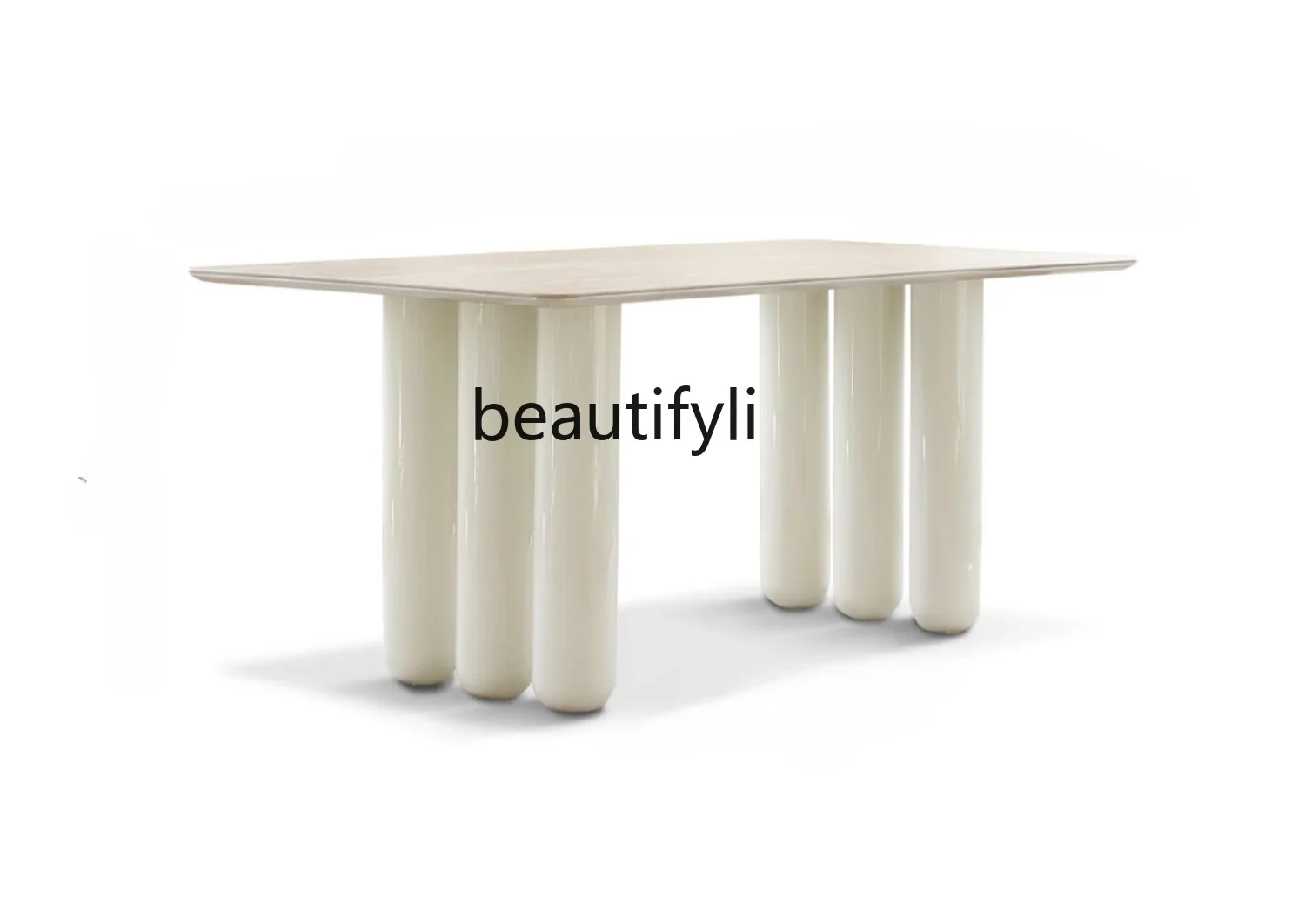 French Cream Style Dining Table Modern Minimalist Cave Stone Stone Plate Table and Chair Combination