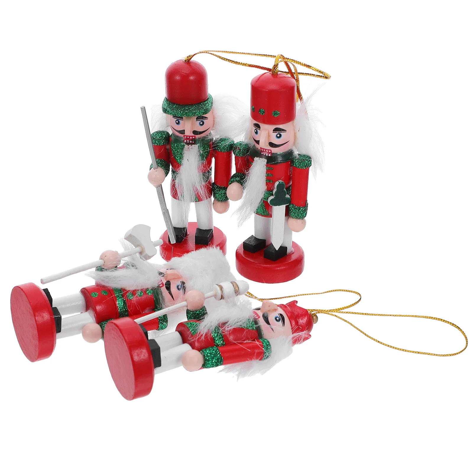 

4Pcs Christmas Nutcracker Decorations Wooden Handcrafted Xmas Ornaments Tree Tabletop Festive Display