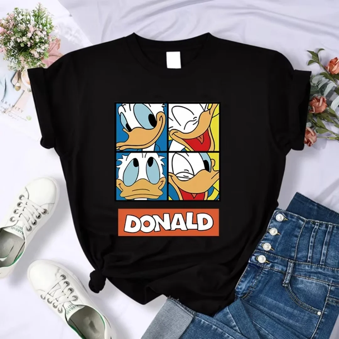 Womens Disney Minnie Mickey Cartoon Print Summer Tshirt Cute Casual Comfortable Top For Daily Fashion Style Wear