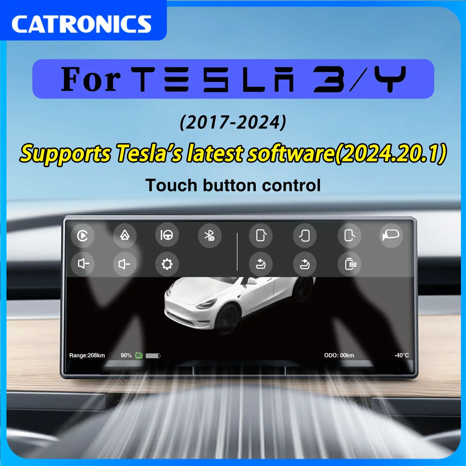 CATRONICS Head Up Display for Tesla HUD with Air Outlet And camera Fit Model 3 Y 2016-2024 3 Highland Carplay Android AUTO