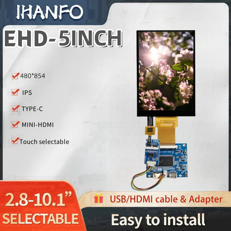 IHANFO-5INCH HD 480 * 800 type-c interface IPS full view RGB interface 40pin universal can be used for product display monitor