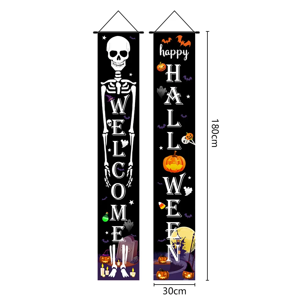 Halloween Hanging Door Curtain Banner Outdoor Decorations Front Door Banners Trick Or Treat Hanging Horror Party Supplies