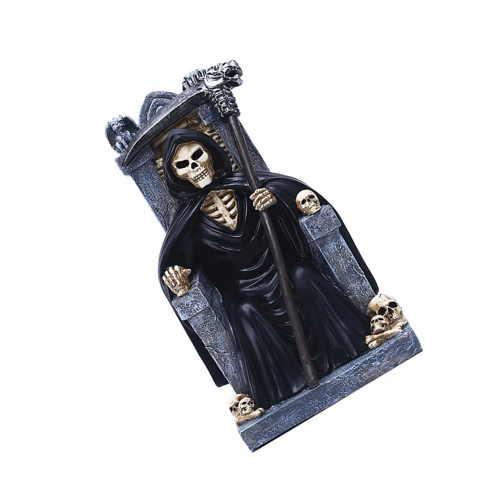 

1Pcs Resin Skull Throne Decor Halloween Party Prop Fine Workmanship Clear Lines Vivid Appearance Skull Head Throne Prop