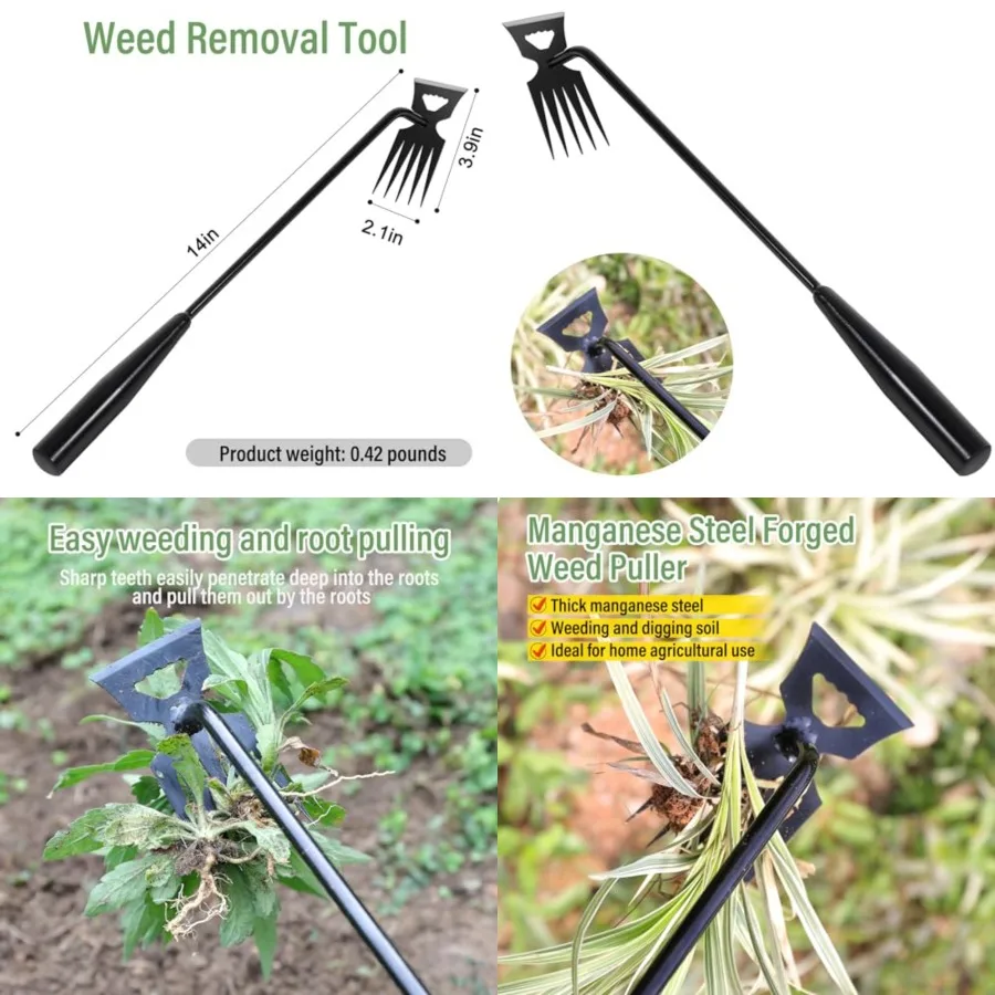

Heavy-Duty Weed Remover, Ergonomic Black Handle, High Efficiency & 70% Labor Saved for Home Gardening