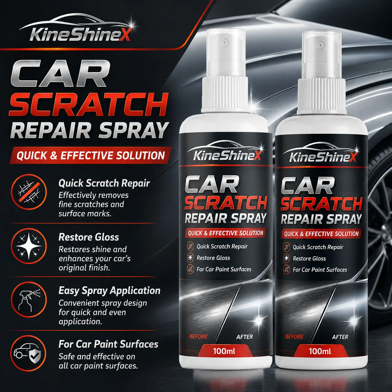 100ml Auto-Kratzer-Reparaturspray, Lackpflege-Politur für leichte Kratzer, Wirbelspuren und Schrammen, Auto-Glanz-Regenerator, 1 Stück/2 Stück Set – Detail 1