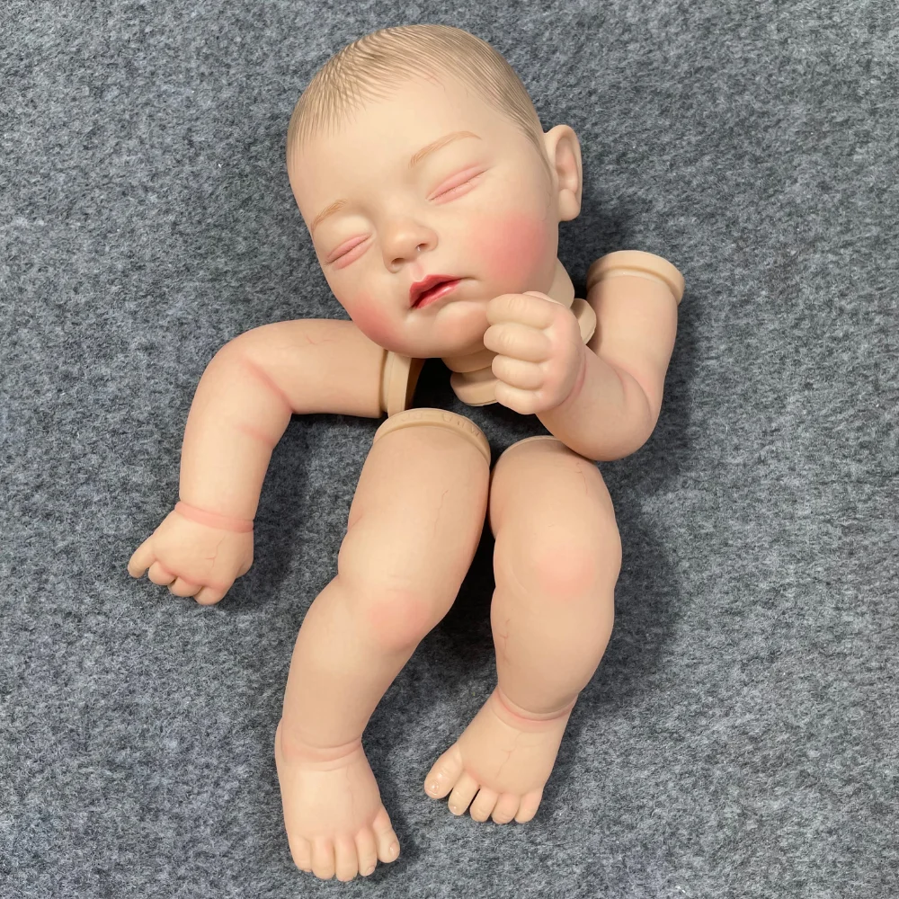 19Inch Reborn Doll Kit Jamie Sleeping Baby Already Painted 3D Painting Details Veins Unassembled Dll Parts with Cloth Body