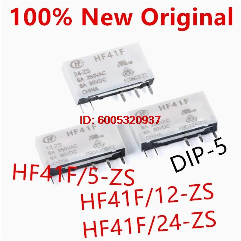 10piece  HF41F/5-ZS 、HF41F/12-ZS 、HF41F/24-ZS  DIP-5  New power relay  HF41F-5-ZS 、HF41F-12-ZS 、HF41F-24-ZS