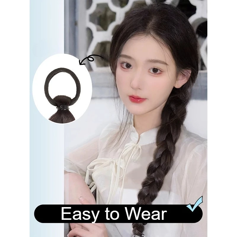 Perruque de cheveux de queue de cheval tressée synthétique avec élastique à haute élasticité pour femme perruque de queue de cheval de postiche de queue de cheveux de tresse longue naturelle