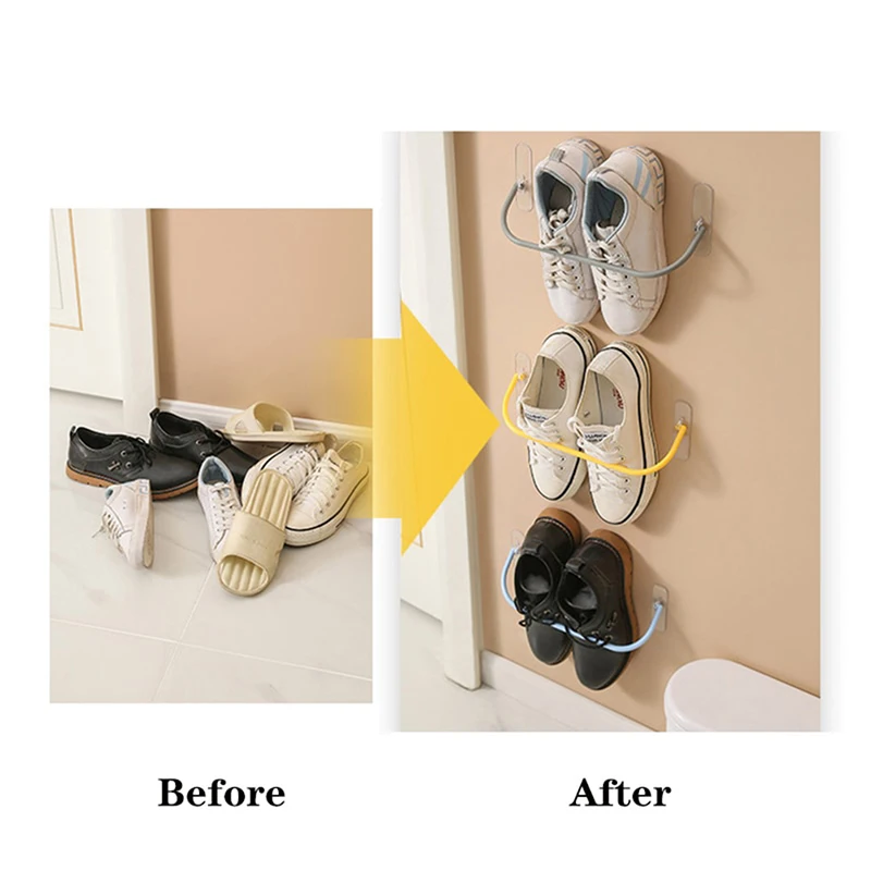 Wall Mounted Shoe Rack Foldable Shoes Hanger Slippers Drain Storage Rack Shelf Shoe Hanging Holder Bathroom Organizer