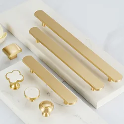 Nordic Furniture Knobs and Handles Brass Long Handle Gold Pure Copper Kitchen Cabinet Handles Drawer Knobs Wardrobe Door Pulls