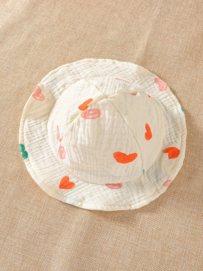 MILANCEL Estate Neonate Abbigliamento 0-2Y Infantile Cuore Stampato Bretelle Body con Cappello Bambino Senza Maniche Un Pezzo