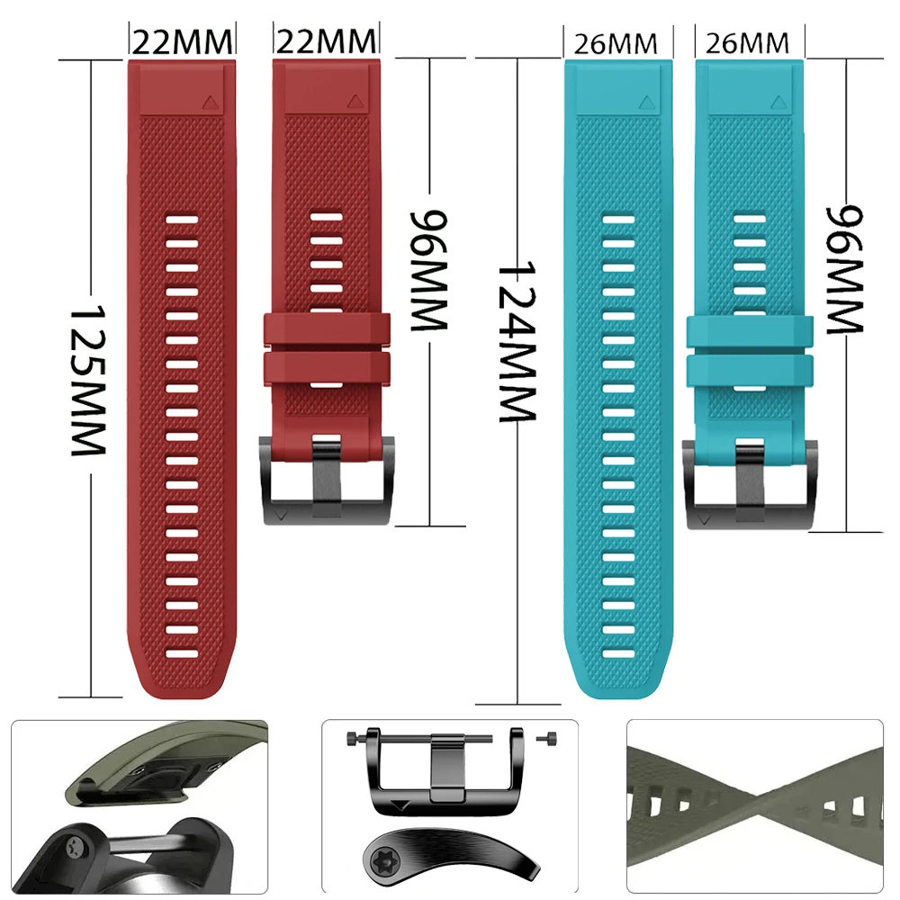 22 26 mm silikonowy pasek do zegarka Garmin Fenix E 8 47 51 mm 7X 7 Pro Solar/6X 6 Sapphire 5 5X Plus 3HR 945 Epix Gen Enduro 3 2