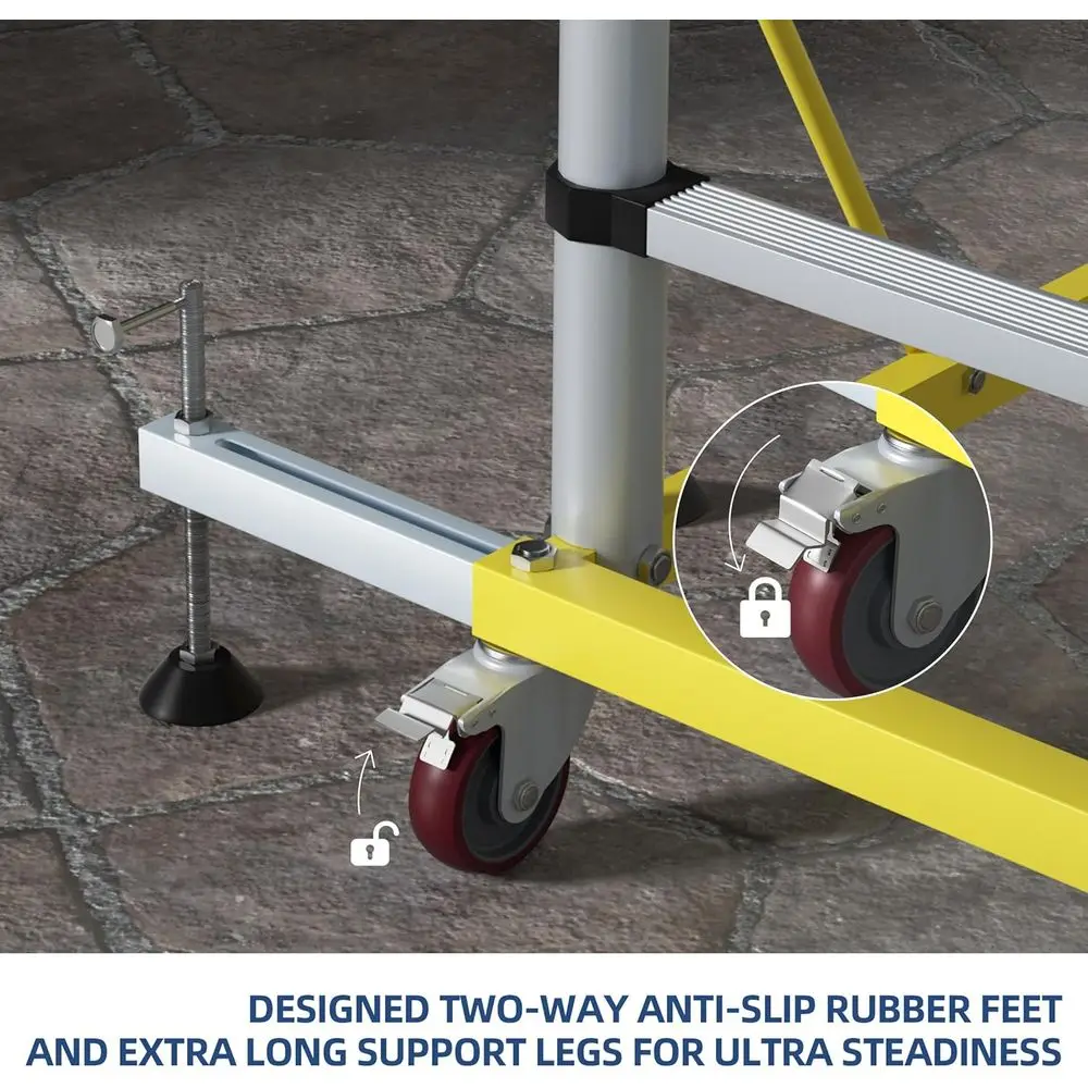 Adjustable 10' Multi-Position Scolding Platform with Deck & Guardrail, 500 lbs Capacity