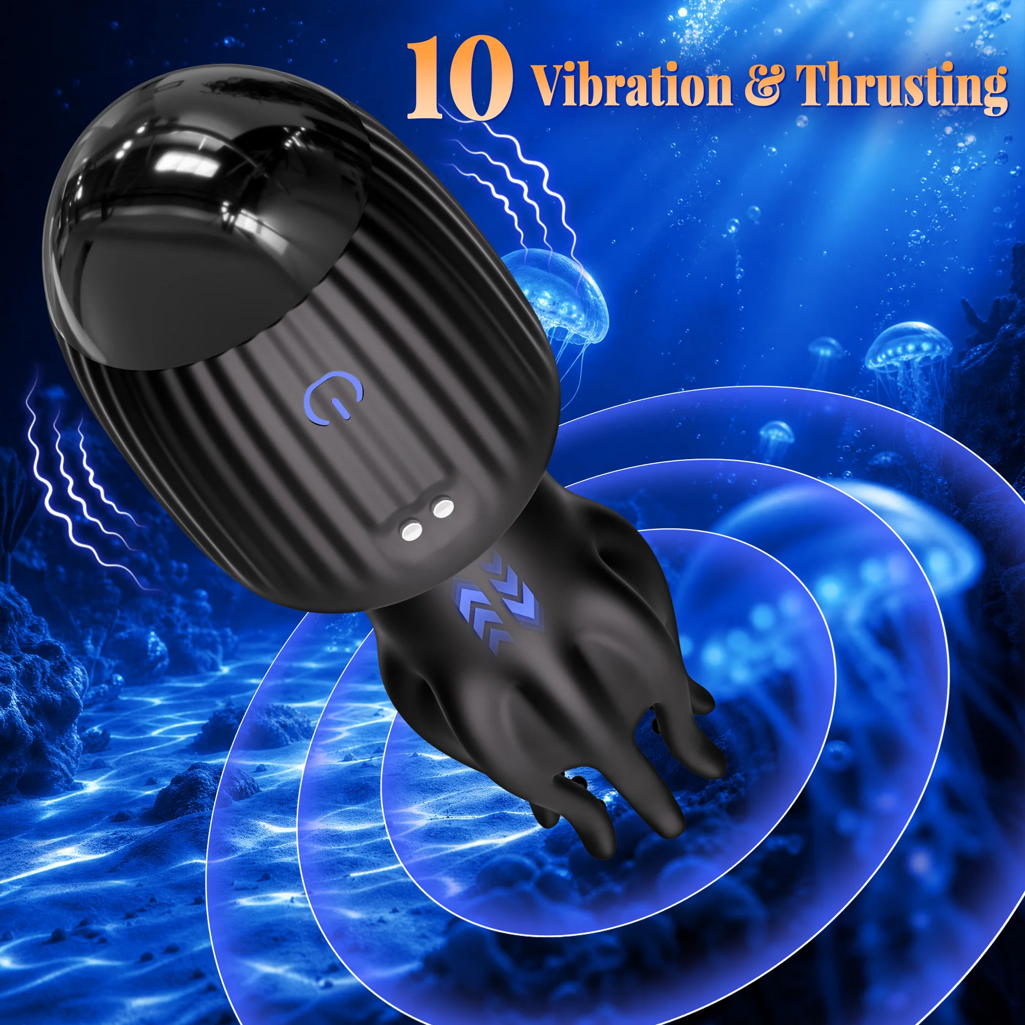 KUSHOR Thrusting Male Masturbator Penis Vibrator Glans Trainner with 4 Cock Rings Clit Nipple Stimulator Adults Sex Toys for Men