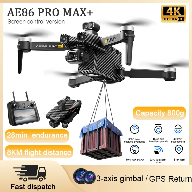 2024 dron AE86 PRO MAX + FPV 8K HD ESC podwójny aparat optyczny przepływ GPS 5G WiFi 3-osiowy bezszczotkowy zabawkowy dron unikania przeszkód