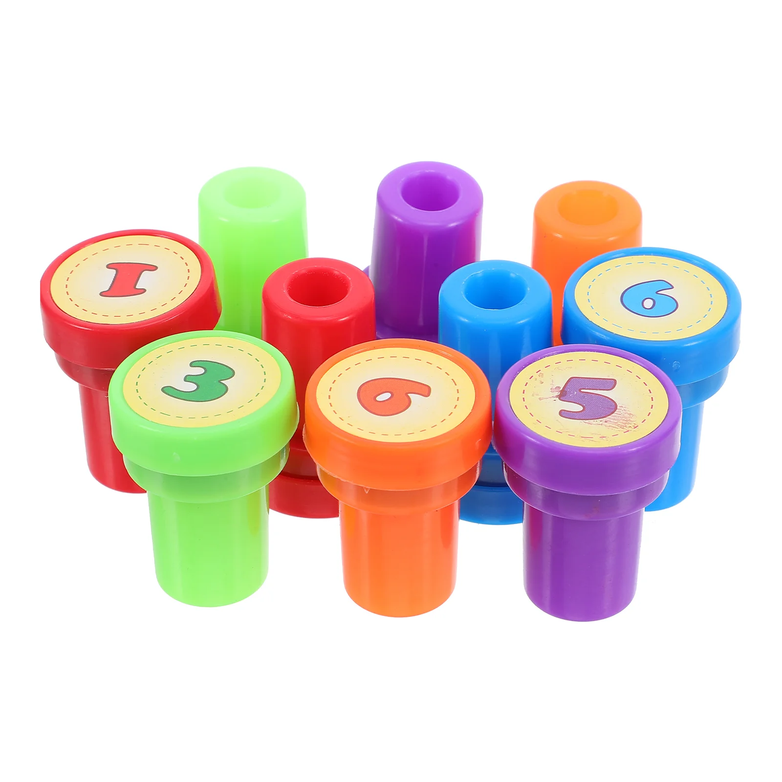 10 Pcs Number Stamp Toys Plastic Stamps For Educational Seal Toddler Kids Party Favors