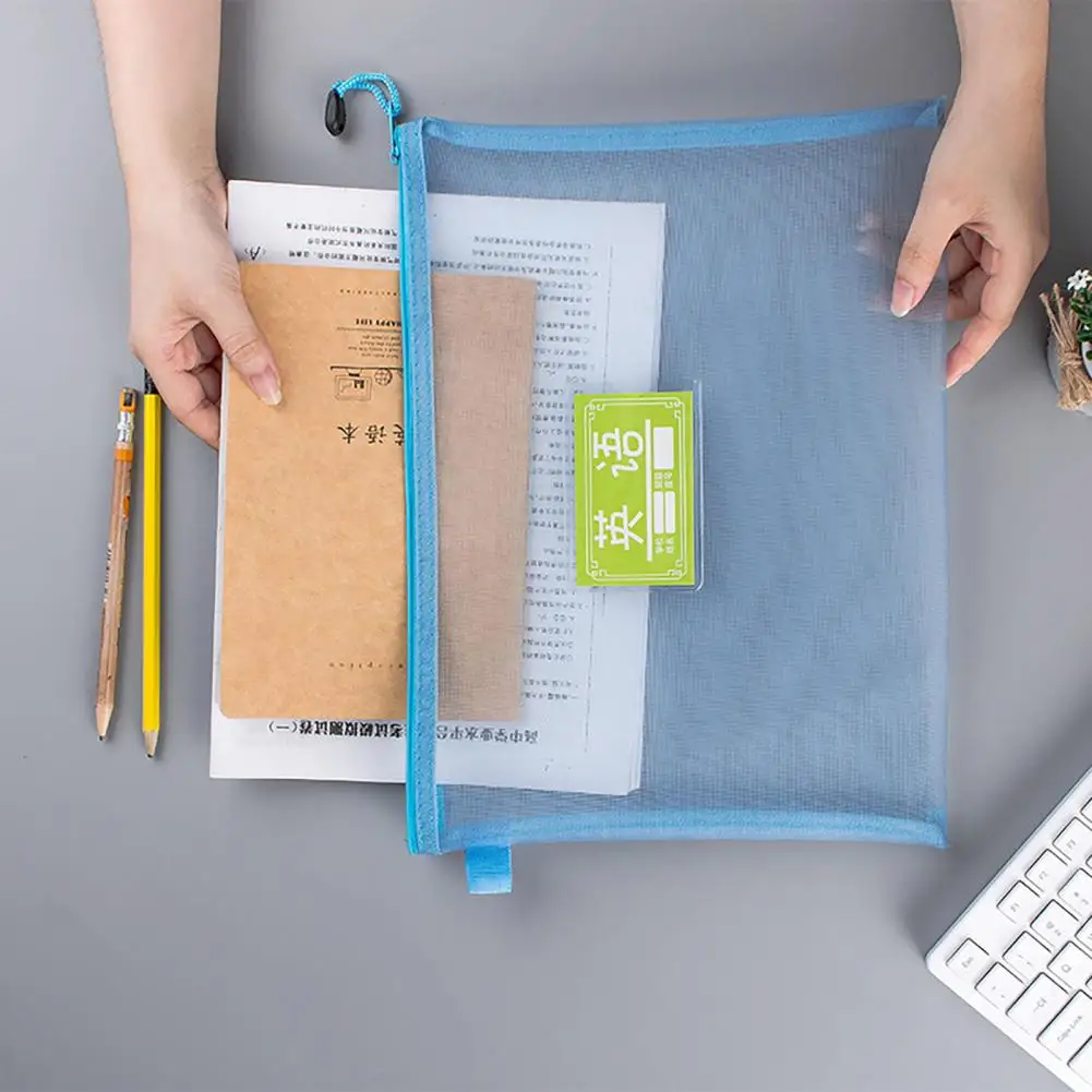 Visible Document Pouch Lightweight File Organizer Capacity Portable File Holder with Zipper for A4 Documents for Office