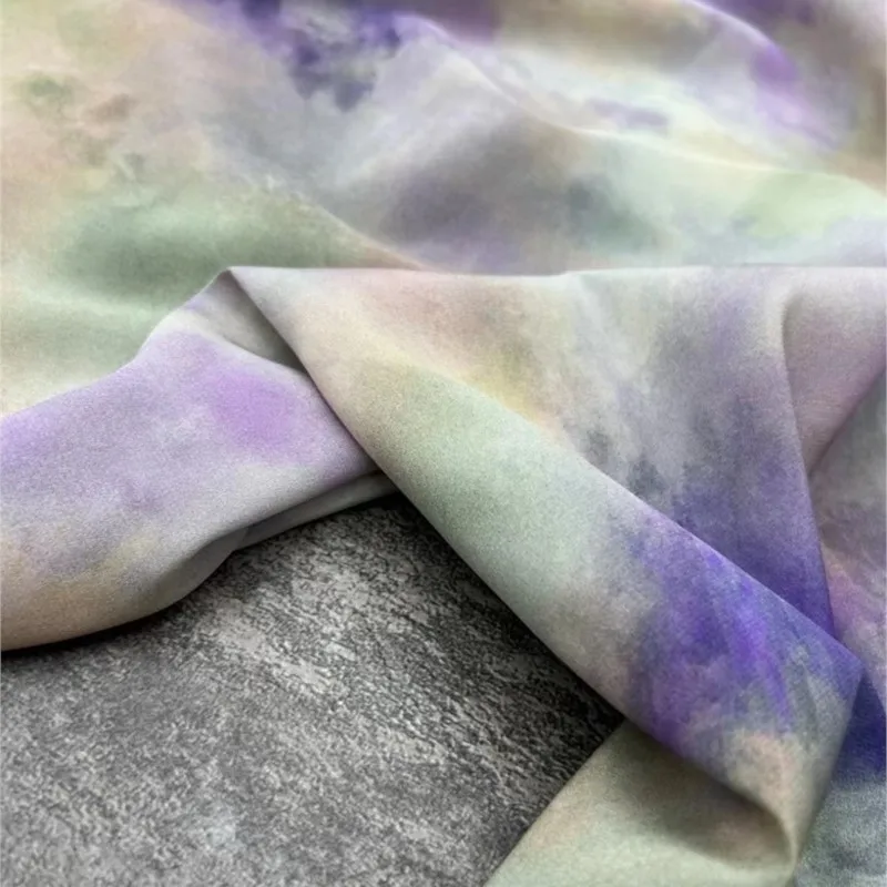 O novo tecido crepe duplo elástico de seda mancha roxa para 18 mães é feito de