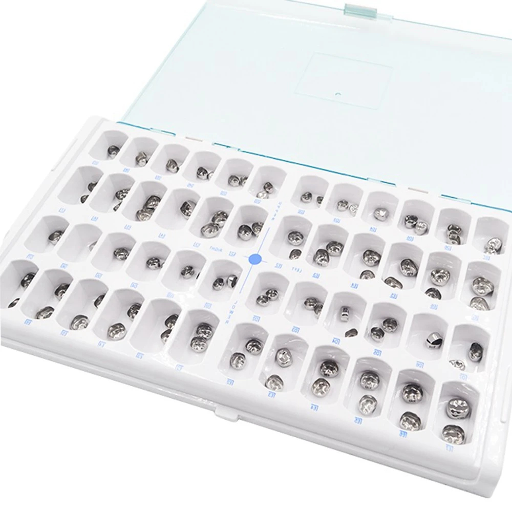 

48Pcs/Kit Dental Stainless Steel Crown Kids Primary Molar Refill Pediatric Temporary Crowns for Orthodontic Customized Crown