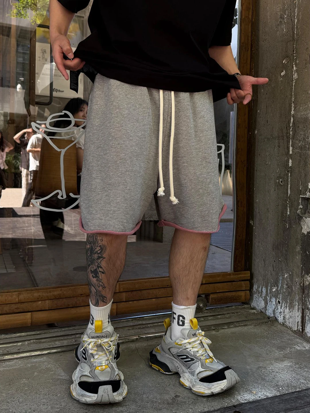 

American Retro Folr Cuffed Sports orts Men Summer Outdoor High Waist Straight Leg Wide Leg f Length Pants