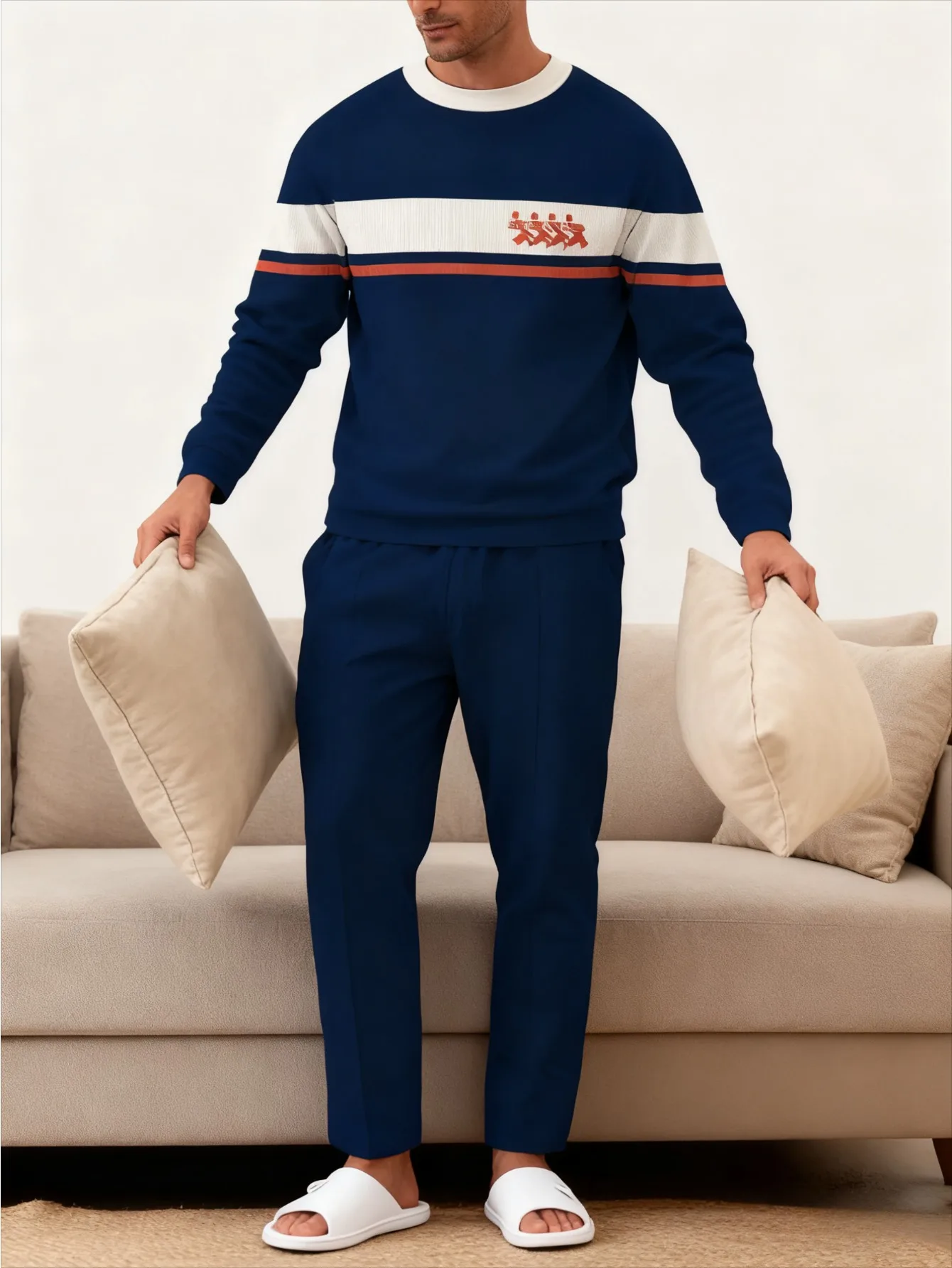 2-piece men's digital printed trendy casual hooded set