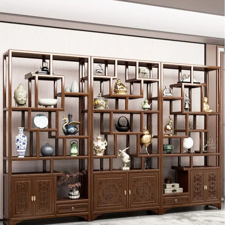 Solid wood new Chinese Bogu frame South elm multi-layer multi-treasure pavilion household tea room rack