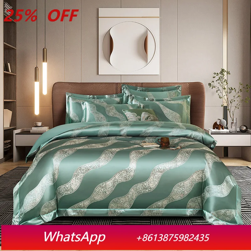 

Yjq European-style yarn-dyed satin jacquard four-piece wedding multi-piece kit bedding