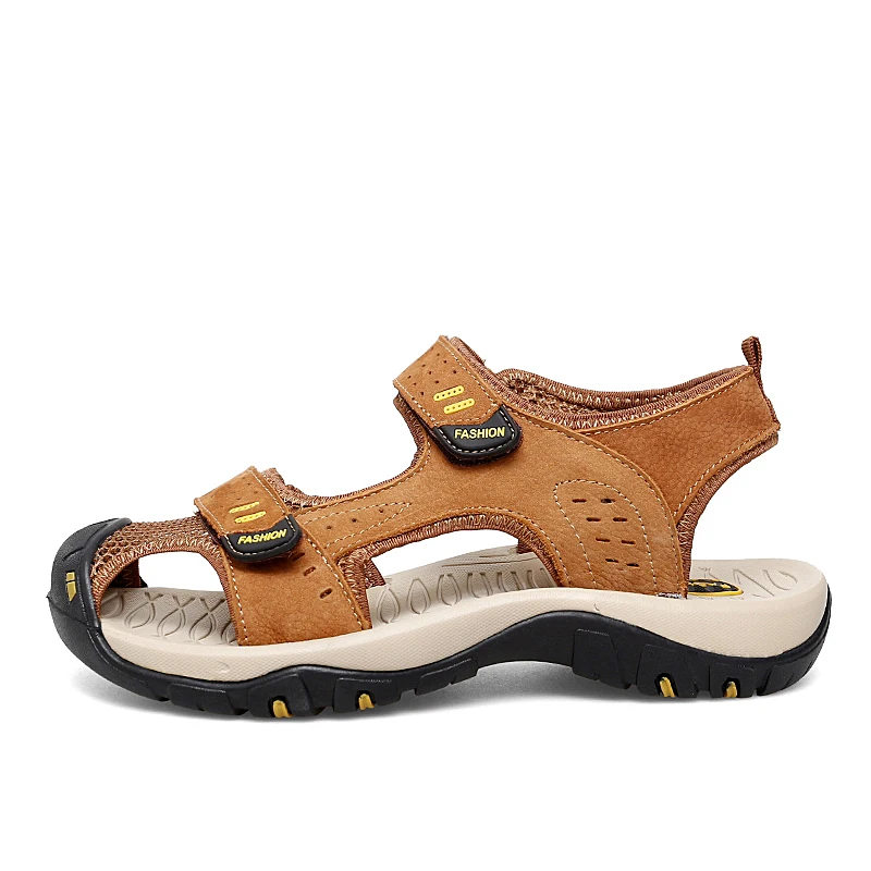 

Men Sandals Genuine Leather Closed Toe Fisherman Beach Shoes Hiking Outdoor Non-slip 2023 Summer Sport Platform Sandals