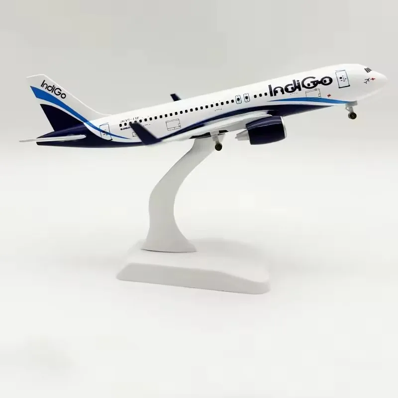 

20cm Indian Air Indigo Airlines A320 Airplane Model Alloy Diecast Metal Scale Aircraft With Landing Gears Toy Plane For Children