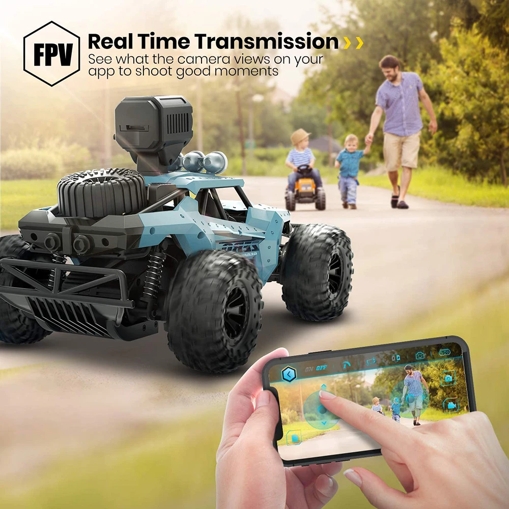 RC Car with 720P HD FPV Camera 1/16 Scale Off Road Remote Control Vehicle High Speed Monster Trucks Toys for Kids Adults