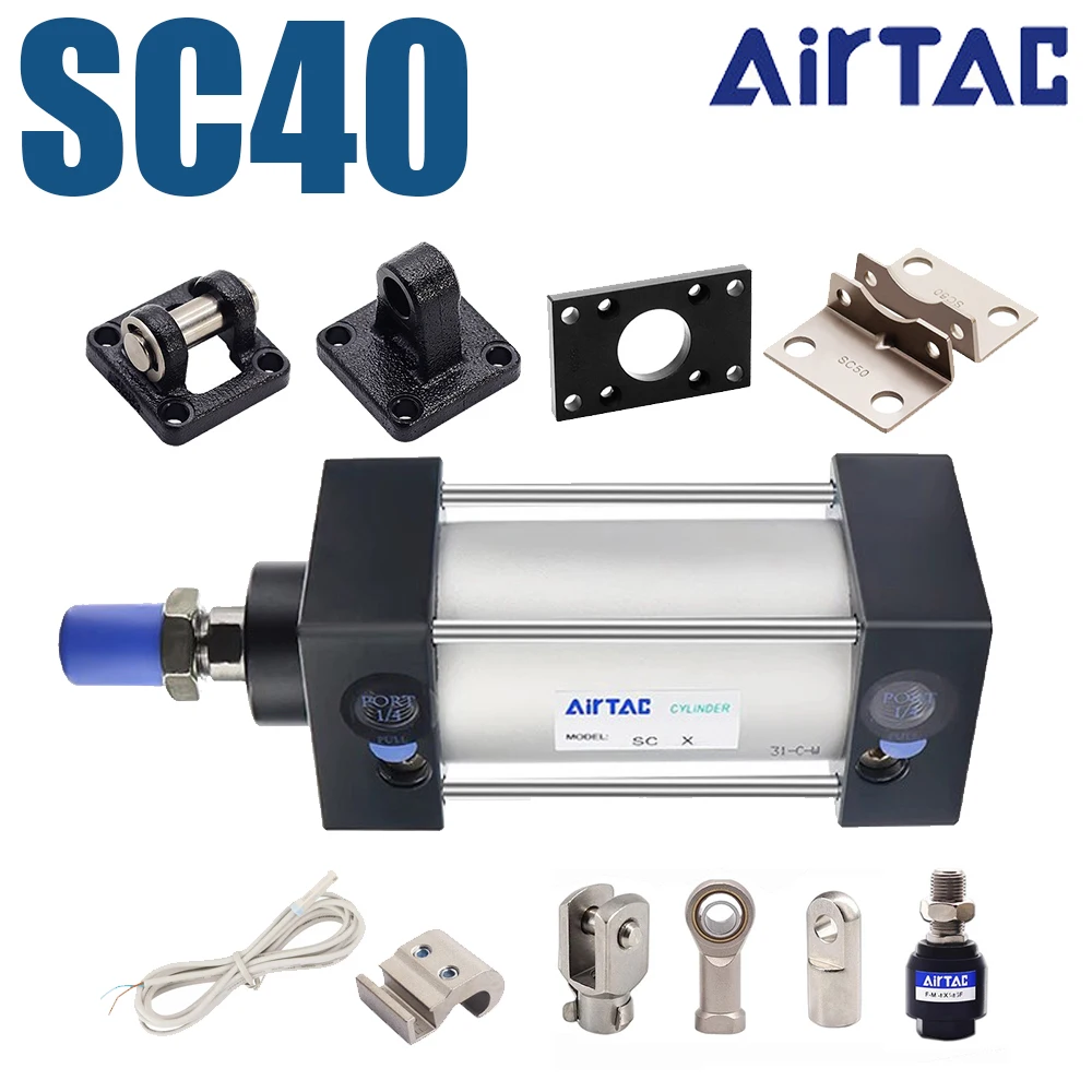 AirTAC SC40-S Standard Pneumatic Cylinder With Mounting Bracket CA/CB/FA/LB I Type Y Type Clevis Joint Floating Joint