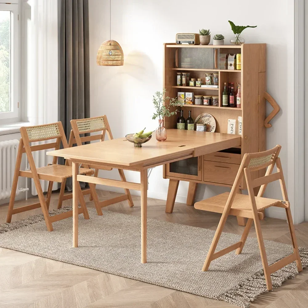 

Выдвижной обеденный стол из массива дерева, прямоугольный обеденный стол, сервант, встроенный набор складных обеденных столов и стульев