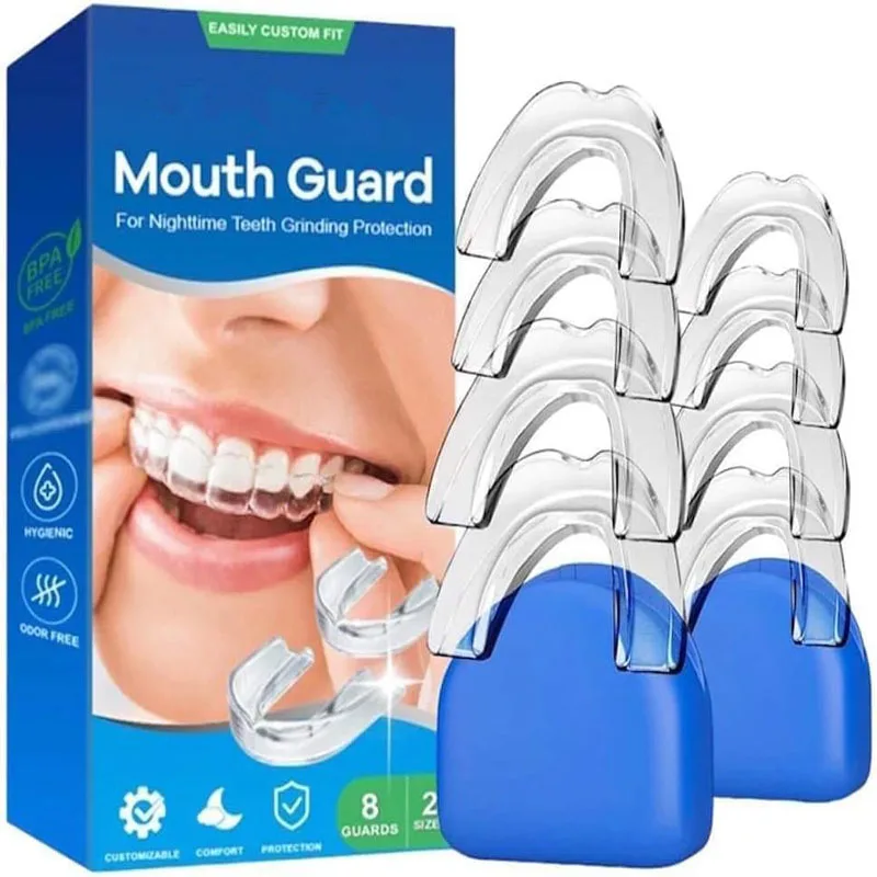 Bruxism Boxing Mouth Guard 8 Pack For Grinding Teeth Upgraded Night Guards for Teeth Grinding Moldable Mouth Guard 2 Sizes