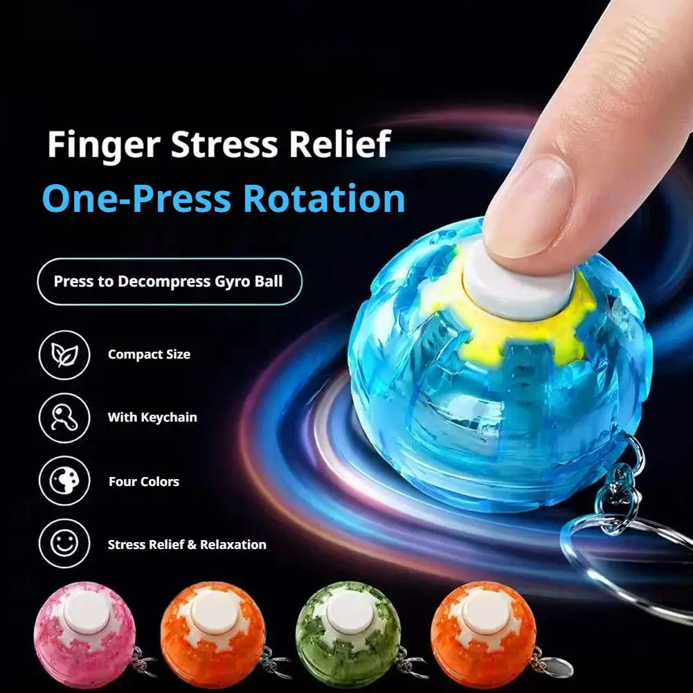 LED Magic Press To Spin Stress Relief Fidget Balls Autism ADHD Focus Quiet Cool Gadgets Unique Gifts 3D Press Rotate Ball 2026