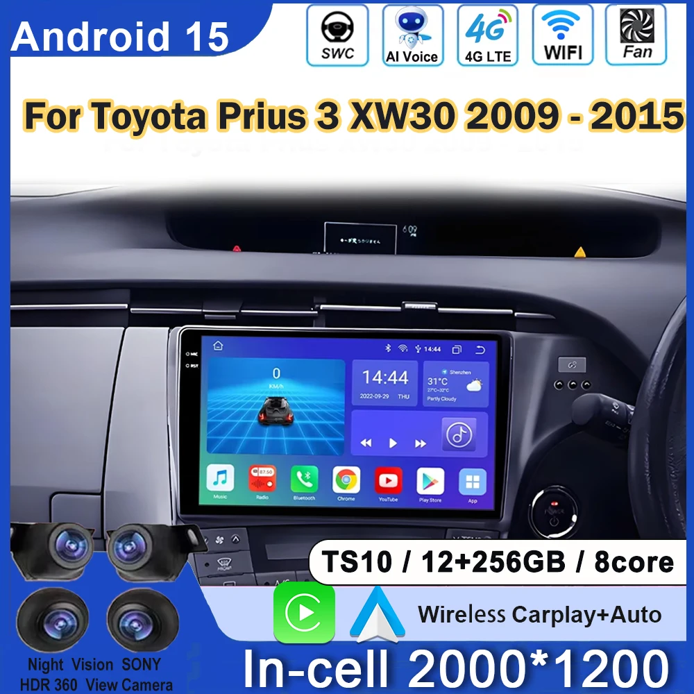 

Android For Toyota Prius 3 XW30 2009 - 2015 Right Hand Driver Car Radio Screen Multimedia Player Navigation GPS No 2din DVD 5G