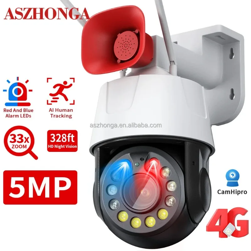 

5MP 3G 4G SIM CARD Security IP Network Camera 33X Zoom 1080P HD PTZ Outdoor Home Surveillance Cam CCTV Full Color Night Vision
