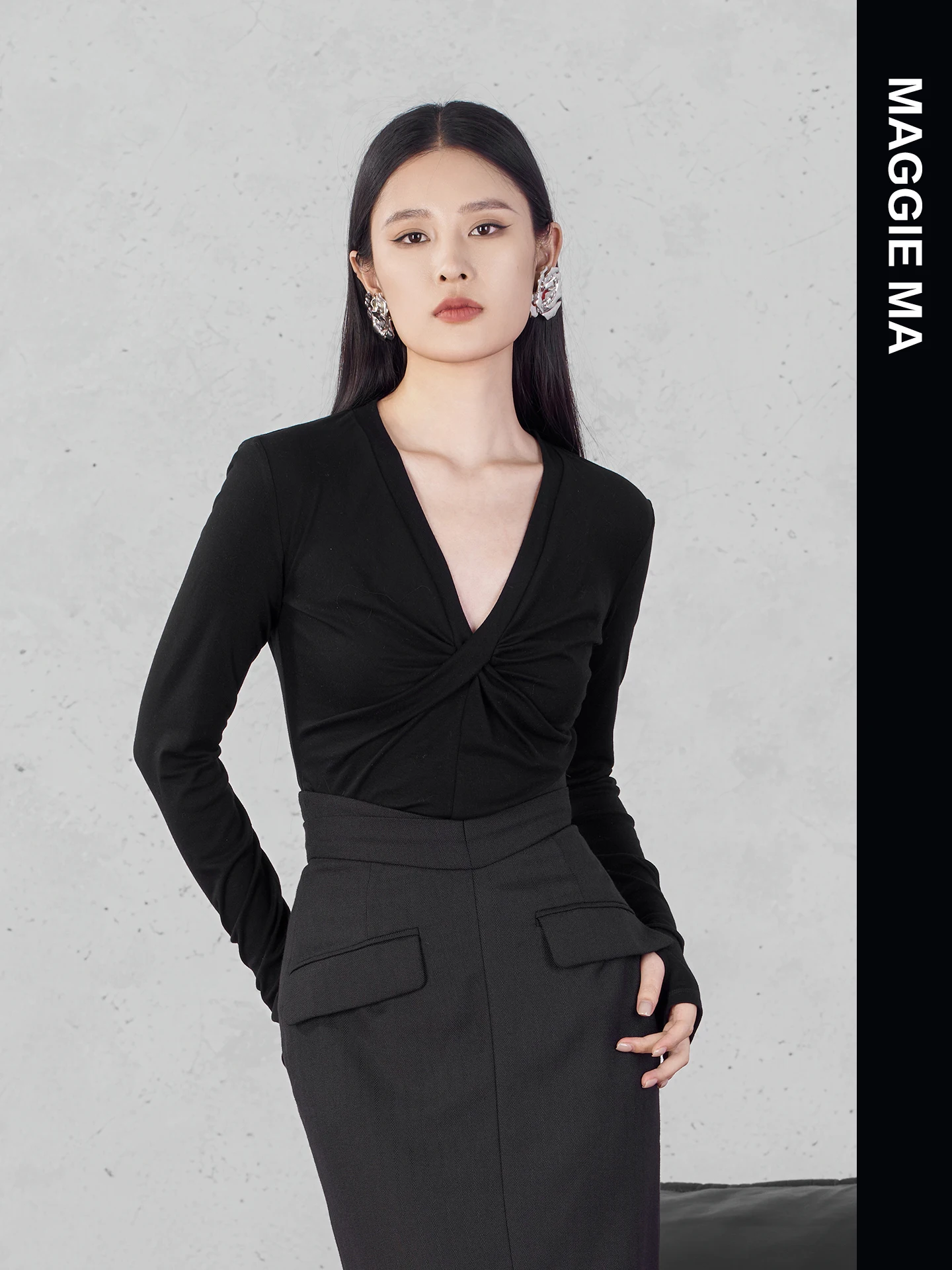 

Вязаная футболка с длинным рукавом и V-образным вырезом, облегающая, базовая, осенне-зимняя, повседневная, женская, модная, удобная, приталенная, топ