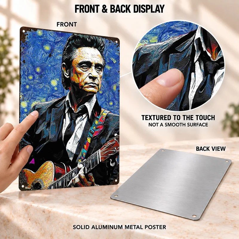 Johnny Cash Printed Posters Retro Americana Country Style Studio Wall Art Personalized Aluminum Metal Sign Acoustic Lover Gift