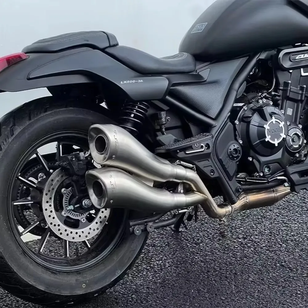 

For VOGE CU525 Full System Exhaust Pipe Muffler Single-sided Dual Out Dolphin Style Deep Bass Sound Accesorios Moto Escape Moto
