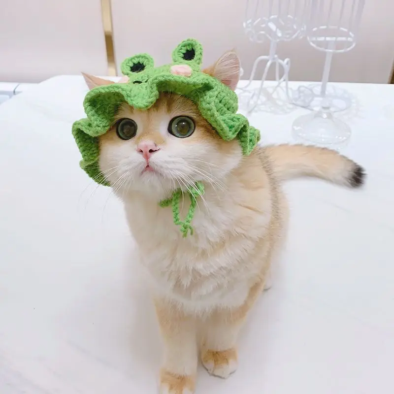 Autumn Winter Cat Hat Elastic Cute Refined Pet Hat Puppy Kittens Knitted Hat Party Photo Shoot Props Decoration Cat Accessories