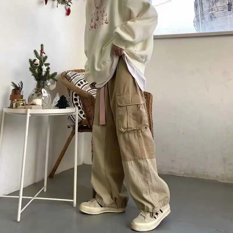 

Men Clothing 2022 Cargo Pants for Men Khaki Cargo Trousers Male Vintage Loose Casual Autumn Japanese Streetwear Hip Hop