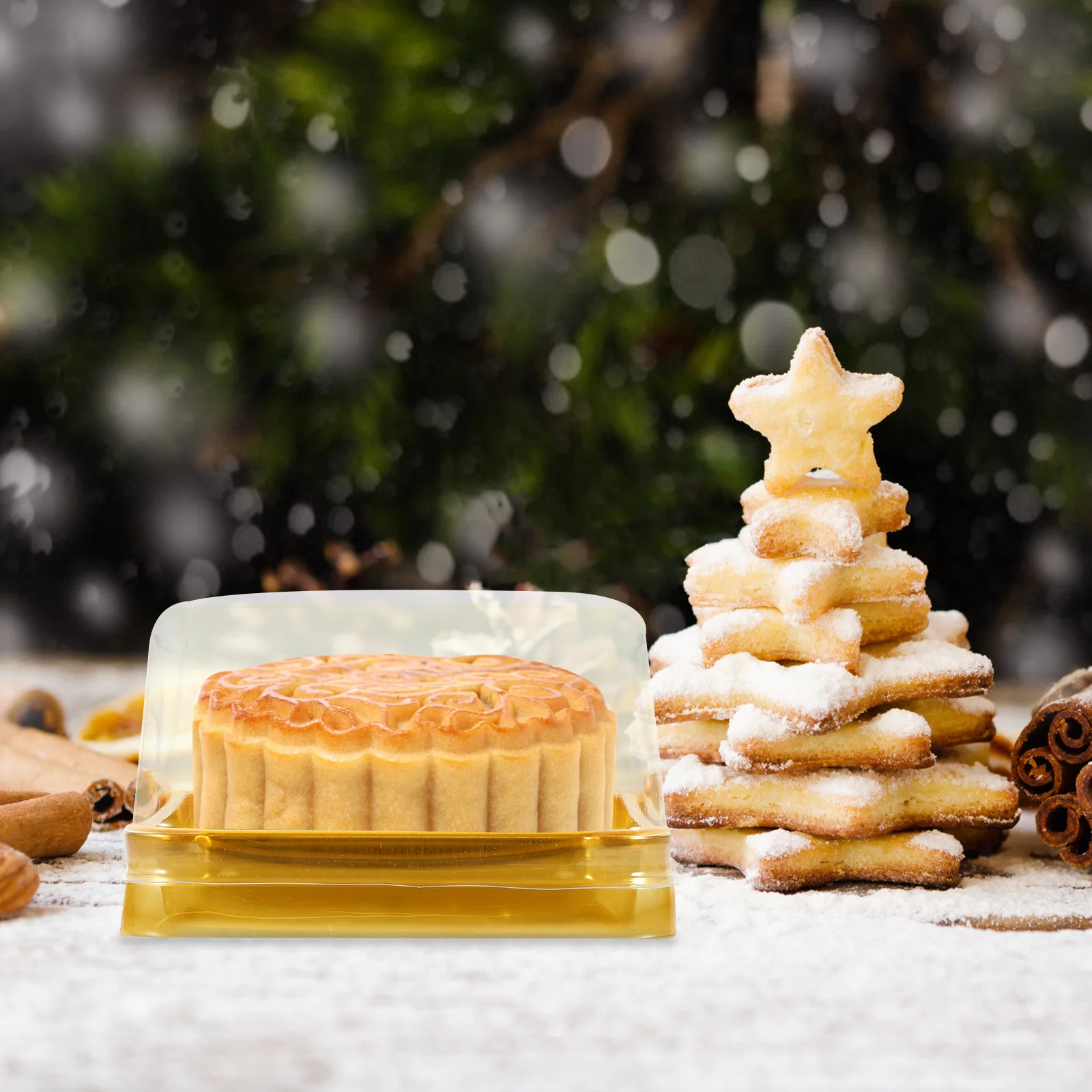 

50Pcs Square Dessert Boxes Clear Dome Design Multipurpose Baking Containers Waterproof Sealing Egg Yolk Puff Wrapping