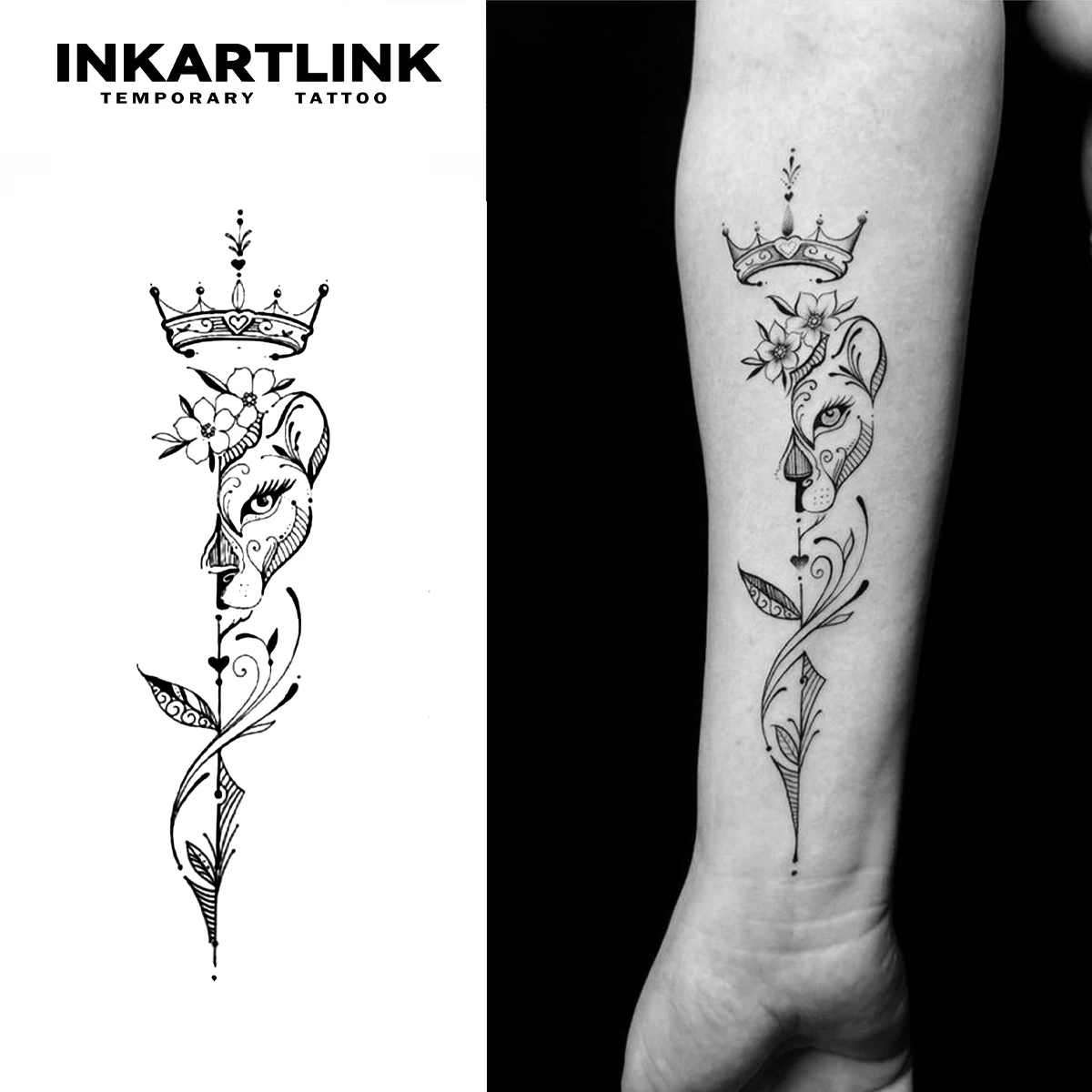 Flower Leopard Temporary Tattoo,Lasts To 15 Days New Technology Magic Waterproof Semi Permanent Sticker.