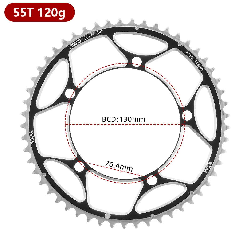 VXM Bicycle Double Chainring 130BCD 39T 53T 42T 55T 46T 56T Road Bike Crankset Riding Disc Aluminum Chainwheel Folding Bike Disc