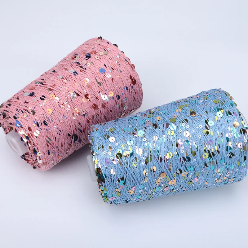 

500 г чистая хлопковая пряжа с блестками, тканый свитер ручной работы «сделай сам», нить для вязания крючком для шляпы, аксессуары, пряжа для вязания, праздничный подарок