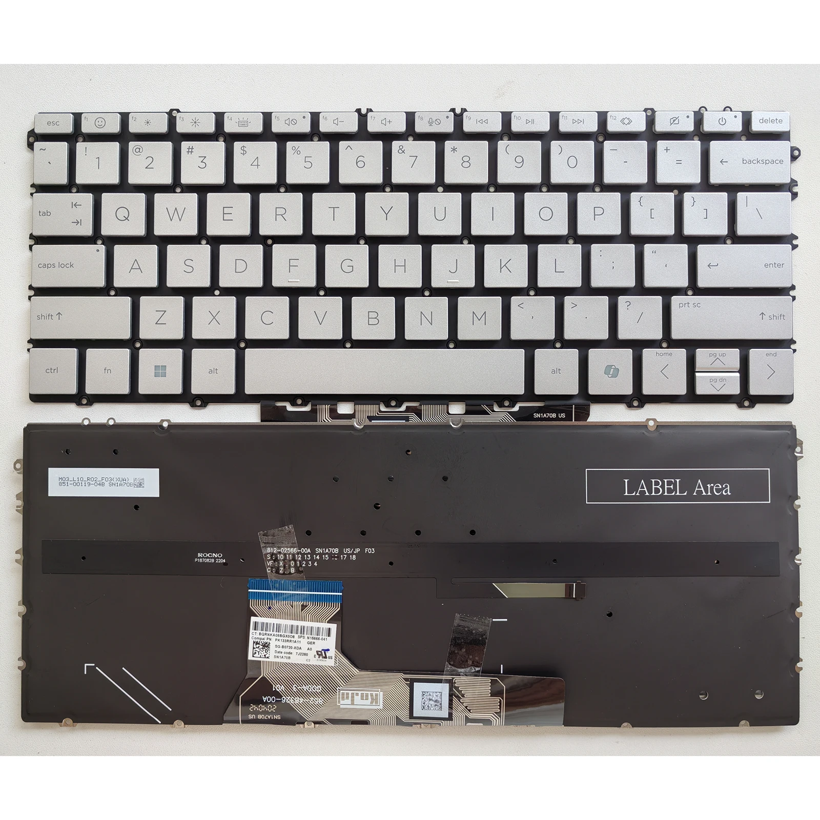 AI US Backlit Silver for HP X360 13-BF 14FC/FA  TPN-C161 C173 16-AC/AD Laptop Keyboard