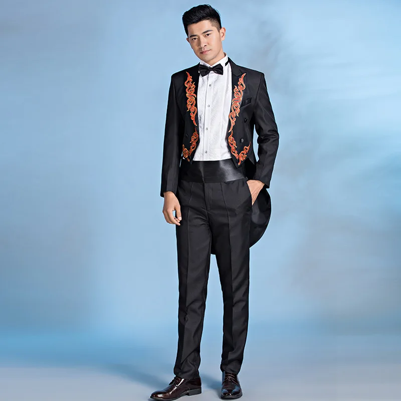 B239 New men's Performance Dress Set ricamato Tailcoat coro conducing banchetto Host Singer Dress