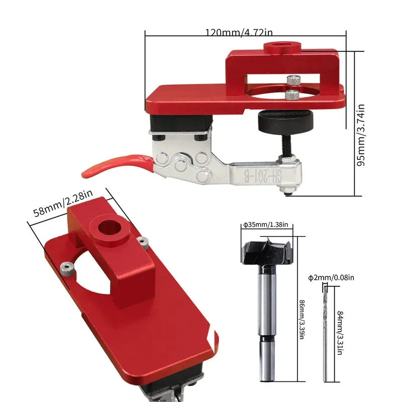 35mm Concealed Hinge Jig Drilling Guide Locator, Adjustable Locking Cabinet  Hole Locator Drilling Holes Tools