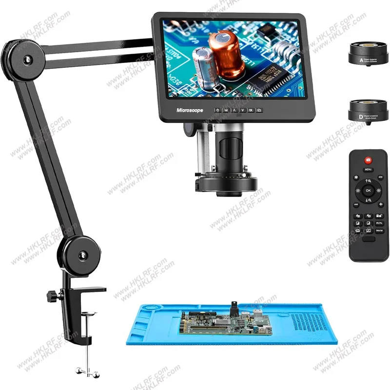 Microscopio Digital DM908 2000x, Microscopio LCD de 10.1 Pulgadas con 3 Lentes, con Luz Anular, Microscopios Electrónicos USB para Reparación de PCB